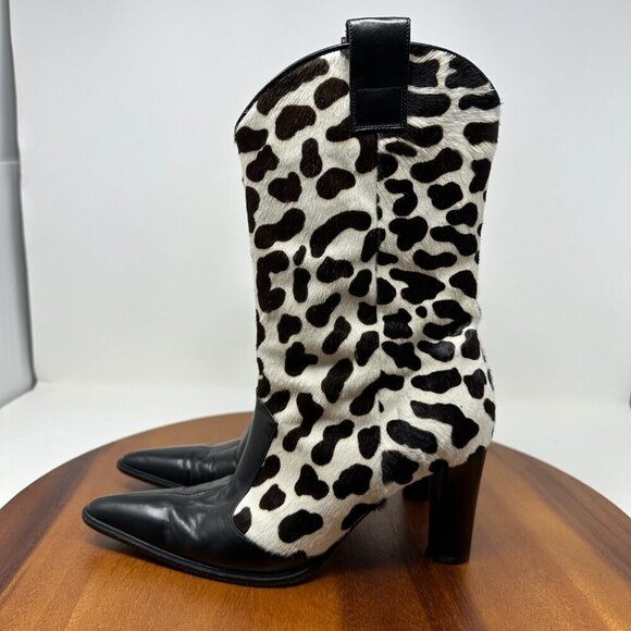 Andrea Pfister Couture Cow print Cowboy Boots Size 37.5 Vintage - Picture 6 of 13